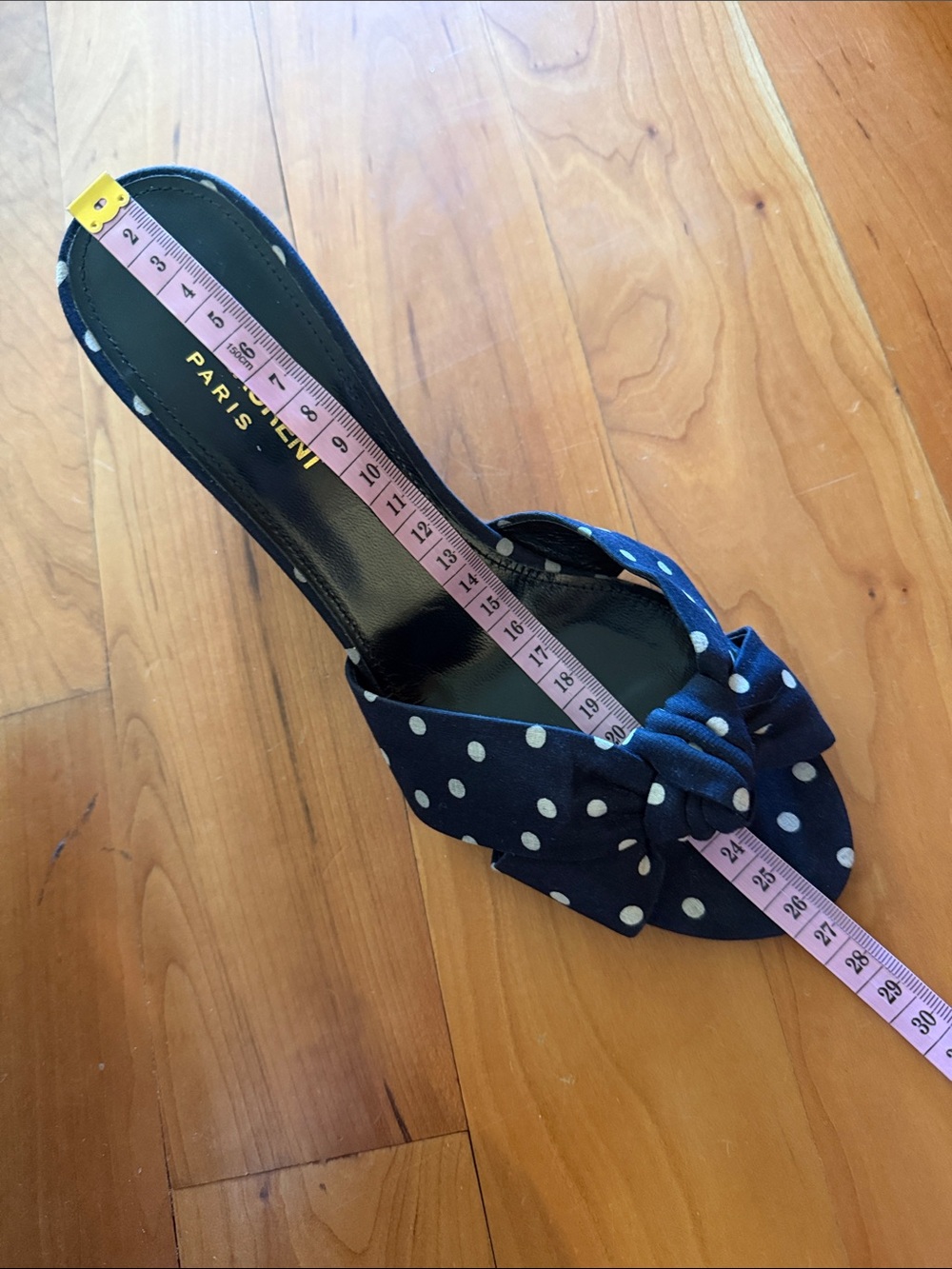 Saint Laurent 39 Bianca Knot Mules Yves Saint Laurent YSL polka dot sandals heel - Picture 12 of 12